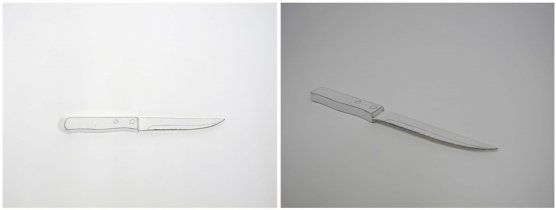 Photography on Ingres paper / Knife covered on Ingres paper and graphite