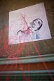 The Girl and a Suicide (cross stitch, instalation)